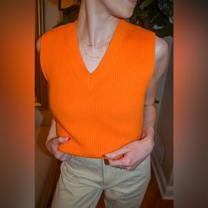 Zara Orange Sweater Vest! Size Small!